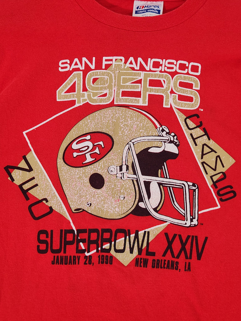 Vintage 90s San Francisco 49ers 1990 Super Bowl XXIV NFL 