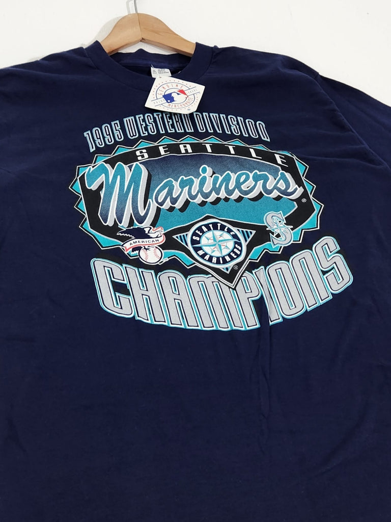 Vintage 90s White MLB Seattle Mariners 1997 Division Champs T