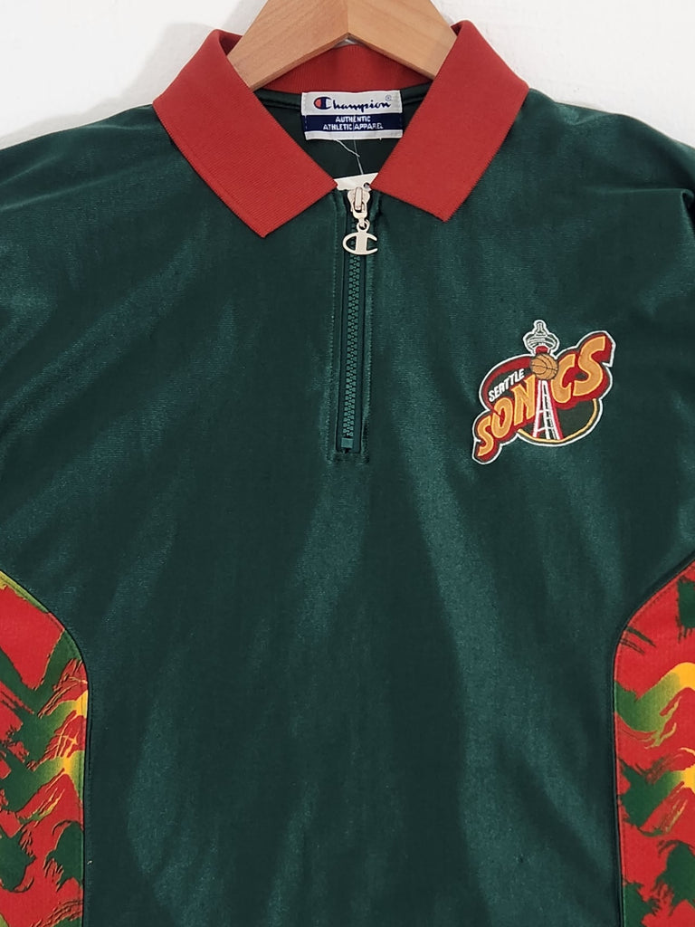 Vintage 1990's Champion NWT Seattle Supersonics Quarter Zip Warm Up Sh