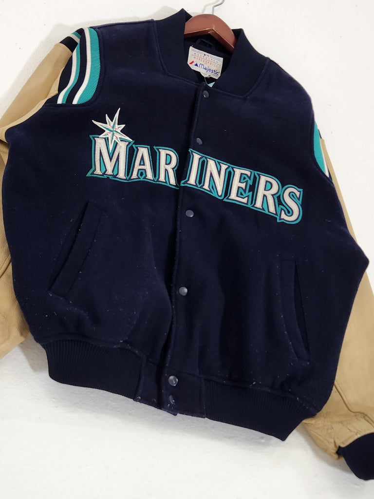 Vintage 1990s STARTER Seattle Mariners Leather Jacket Sz. 2XL