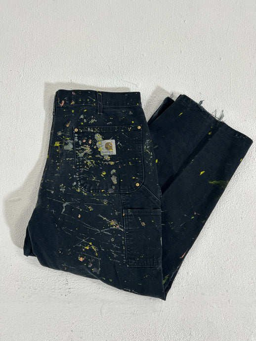 Vintage Paint Splatter Black/Green/Pink Carhartt Double Knee Pants Sz. 36 x 32