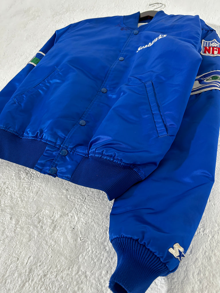 Vintage Seattle Seahawks Blue Starter Satin Jacket Sz. L