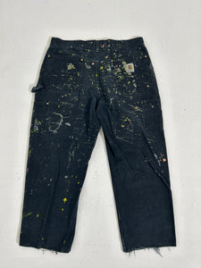 Vintage Paint Splatter Black/Green/Pink Carhartt Double Knee Pants Sz. 36 x 32