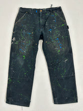 Vintage Paint Splatter Black/Green/Blue Carhartt Double Knee Pants Sz. 38 x 30