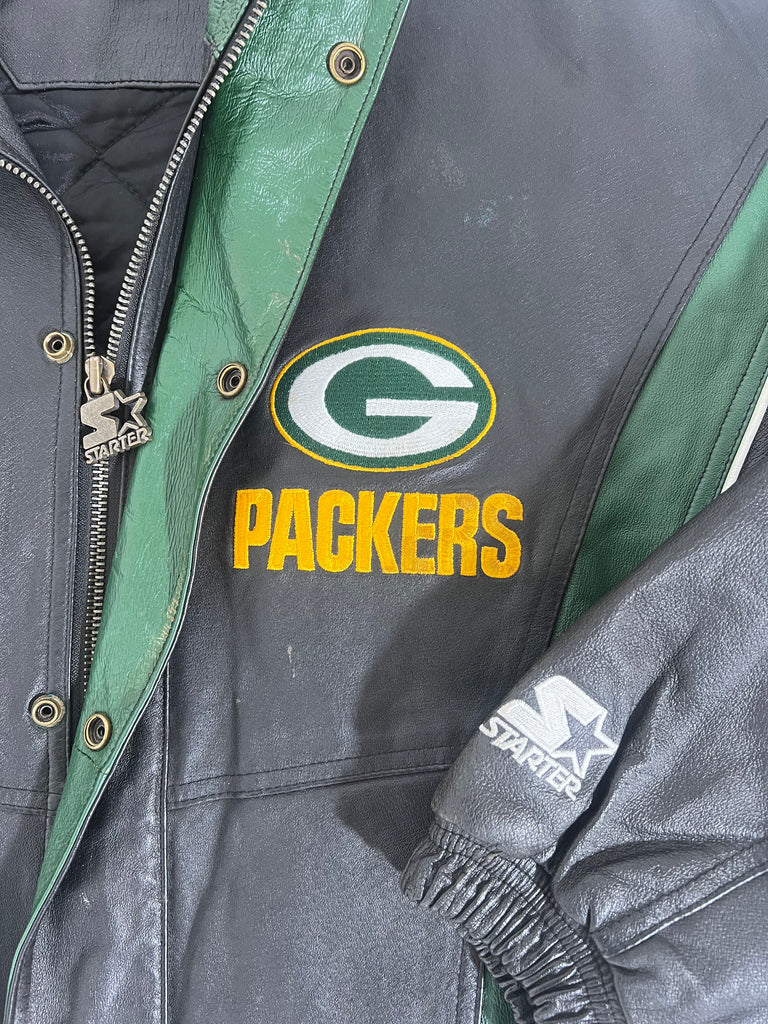 希少✨90s NFL GREEN BAY PACKERS 本革　レザージャケット Vintage 1990s Green Bay Packers Official Fan Sportswear
