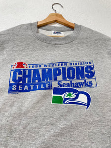 Vintage 1990s Seattle Seahawks Western Conference Champions Crewneck Sz. L
