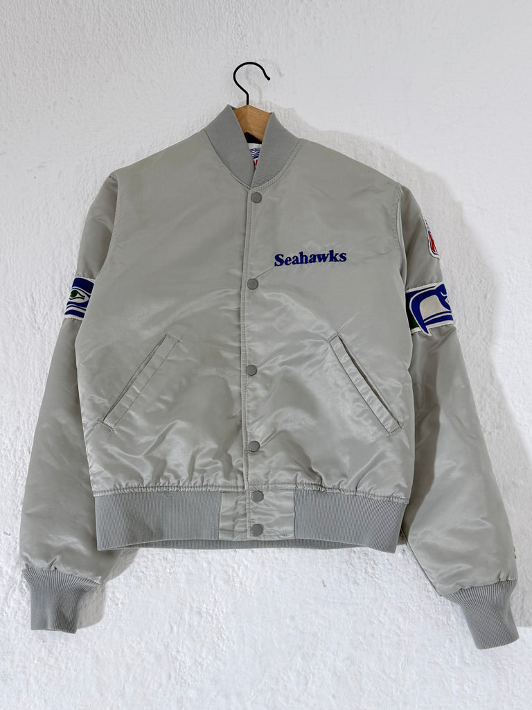 Vintage 1990's Seattle Seahawks Silver Starter Jacket Sz. S