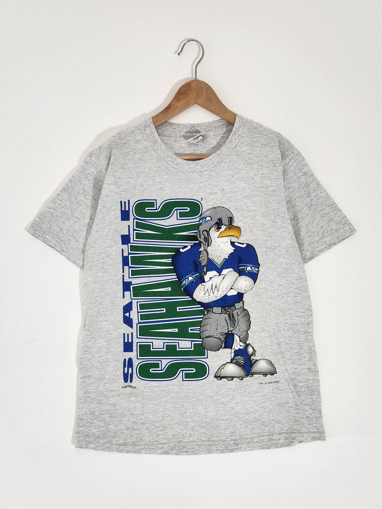 Vintage 1990s NFL Seattle Seahawks Nutmeg Character T-Shirt Sz. L