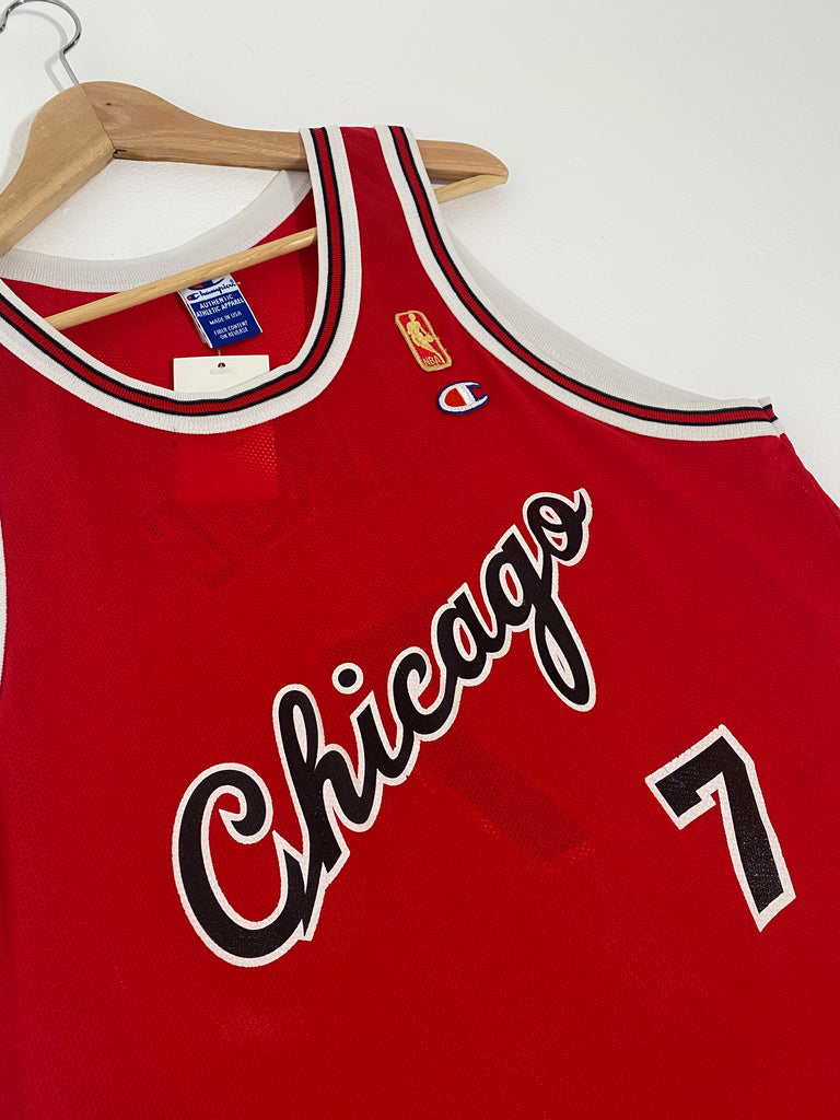 Vintage Chicago Bulls TONI KUKOC Champion Jersey Size Small 36 Red #7