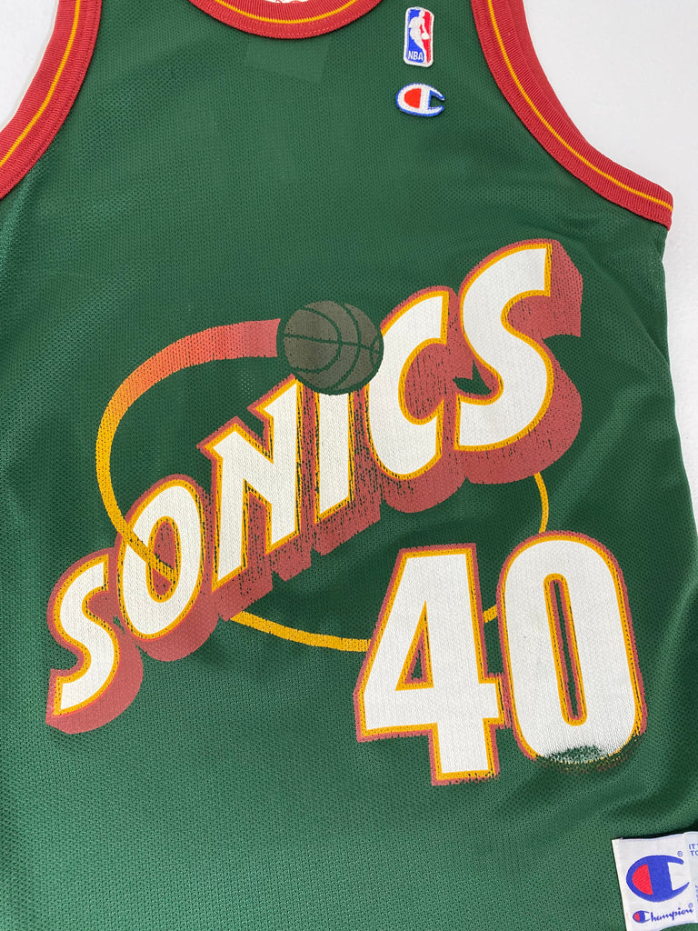 Vintage Shawn Kemp Seattle Sonics Gold Logo Champion Jersey 90s