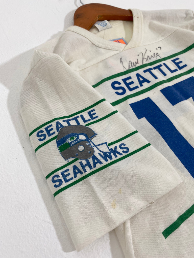 Vintage 1990's Seattle Seahawks 'Autographed Dave Krieg' Jersey T-Shir