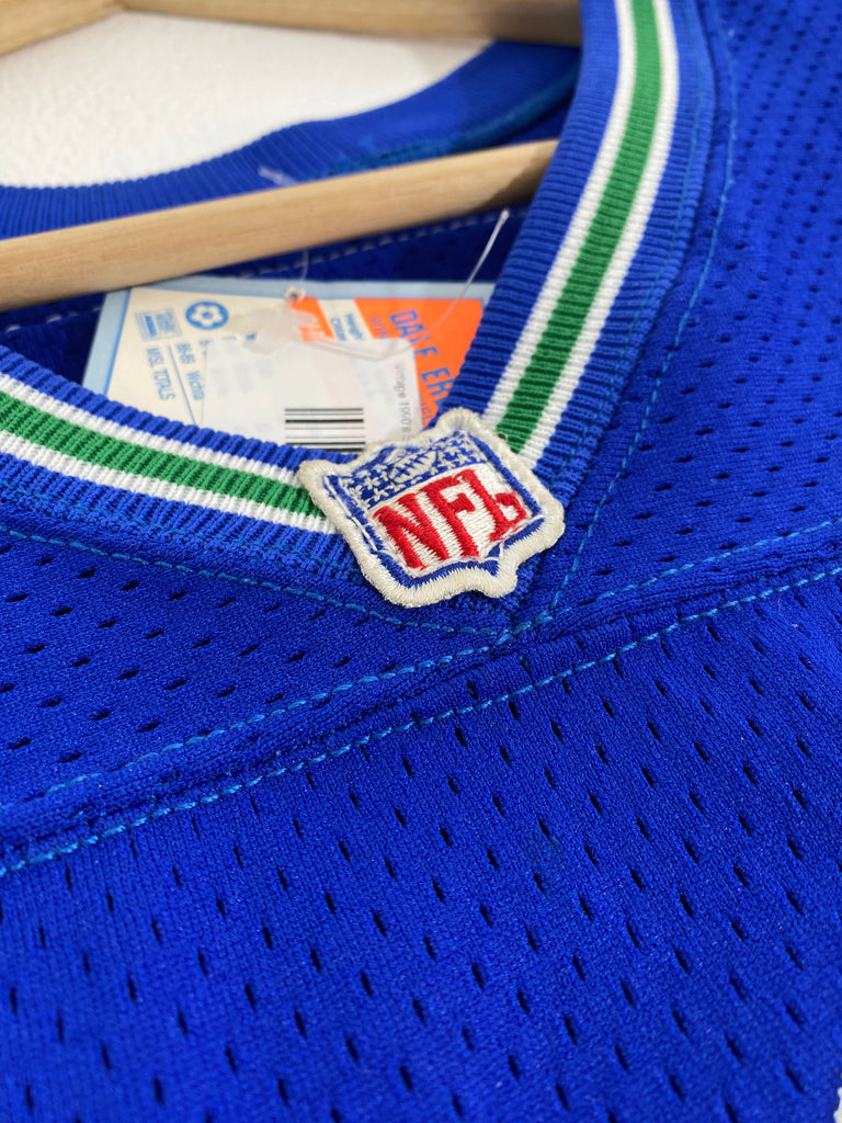 Vintage 90s Warren Moon Seattle Seahawks Jersey Numbered Logo Athletic Blue  Medium Football Mesh Baggy NFL Jersey by Na…