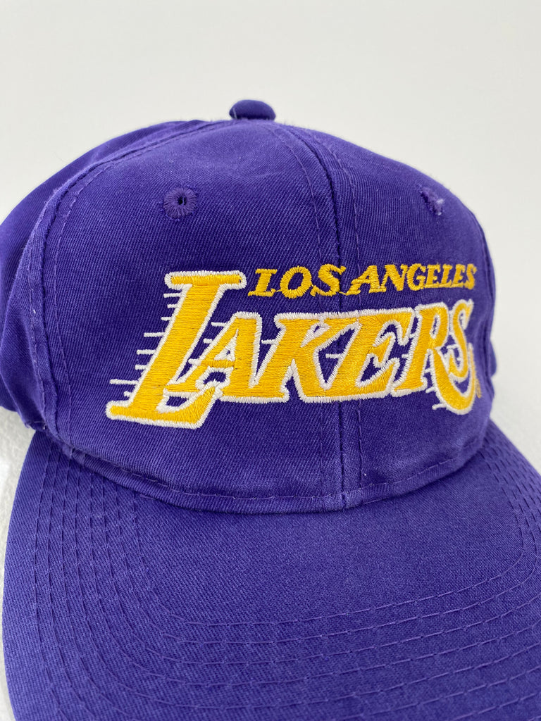 Vintage 1990's Purple Los Angeles Lakers Sports Specialties 'Script' Twill  Snapback Hat