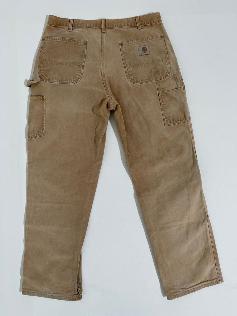 Men’s Vintage Carhartt Double Knee Brown Work Pants Size 38x30