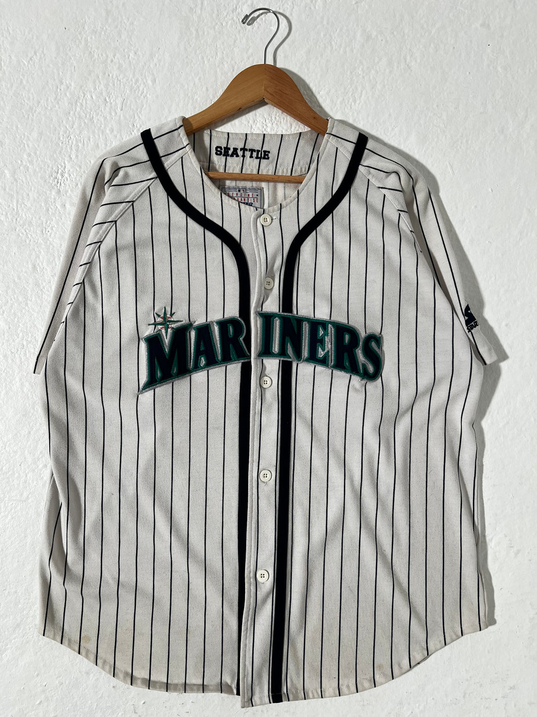 Vintage Seattle Mariners Starter Pinstripe MLB Baseball Jersey Sz. L