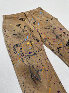 Vintage Paint Splatter Tan Carhartt Double Knee Pants Sz. 36 x 32
