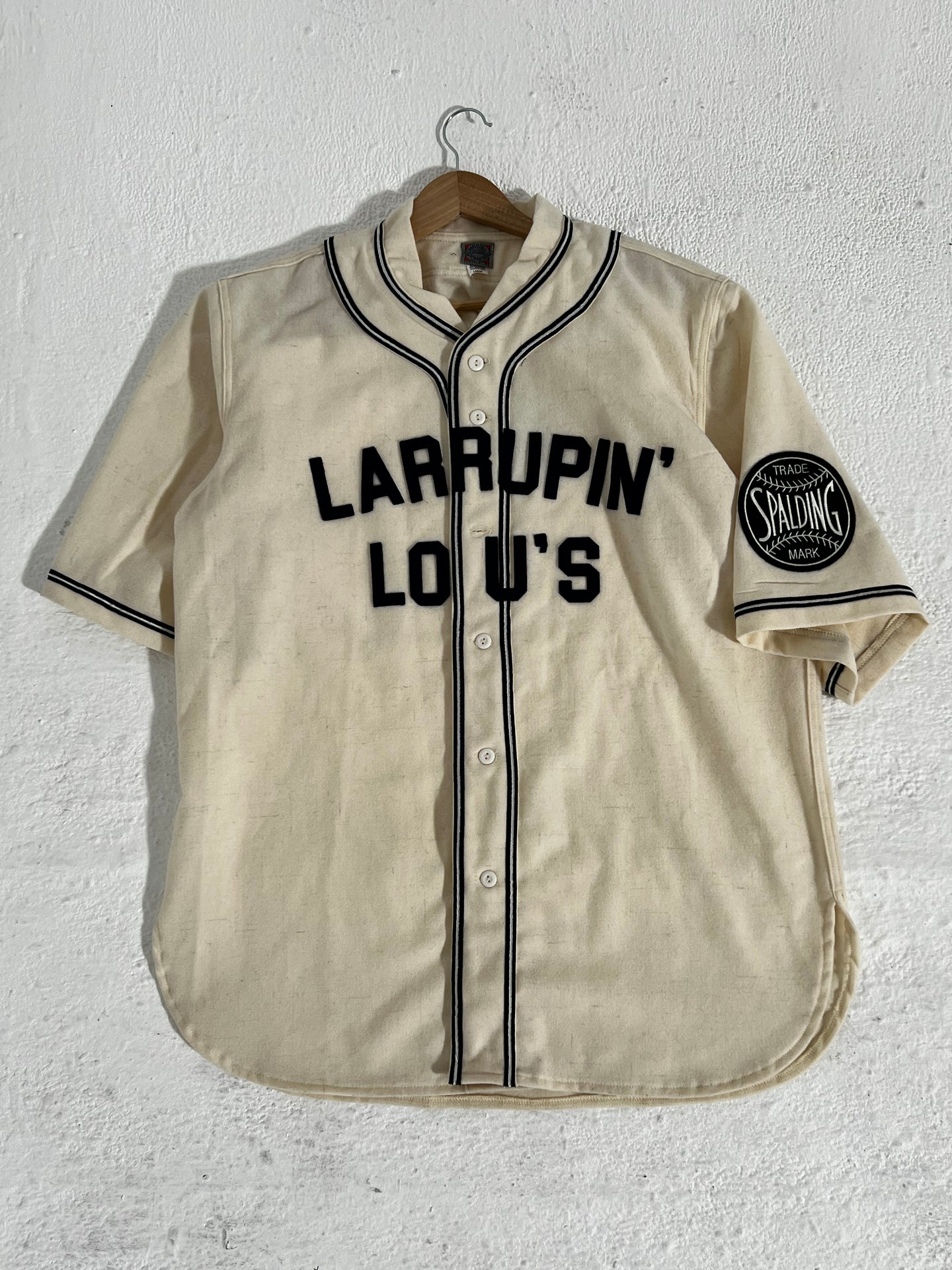 Ebbets Field Larrupin’ Lou’s Baseball Jersey Sz. L
