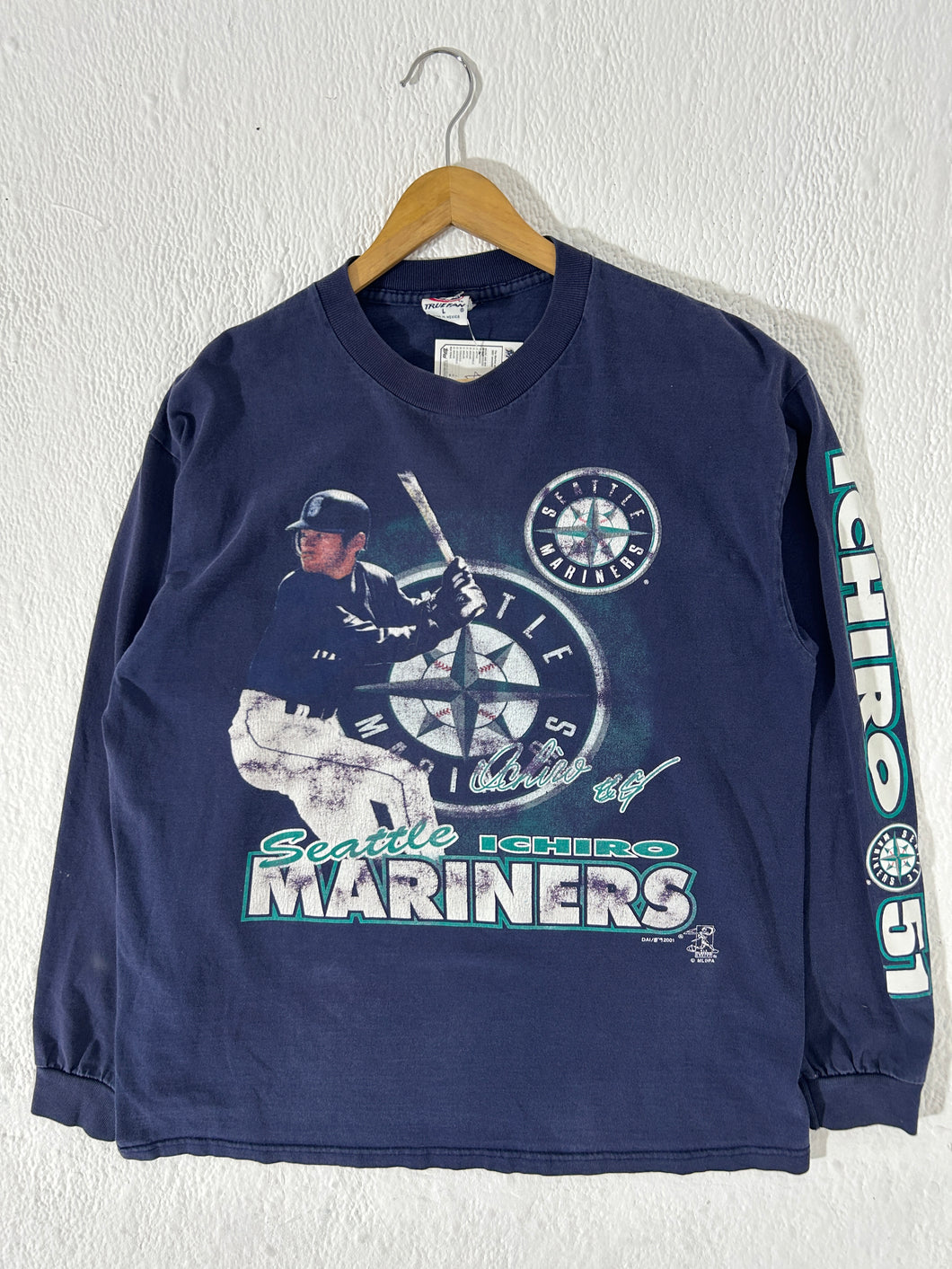 Vintage Y2K Seattle Mariners Ichiro Long Sleeve shirt Size L