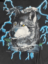 Only The Strong Survive Wolf Lightning T Shirt 90s  Sz XL