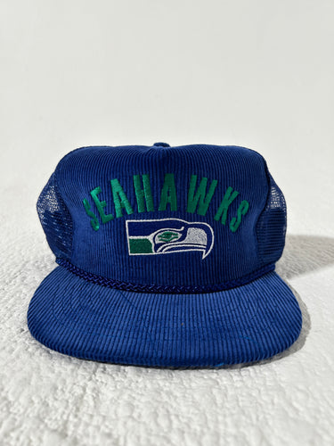Vintage Seattle Seahawks Blue Corduroy Trucker Hat