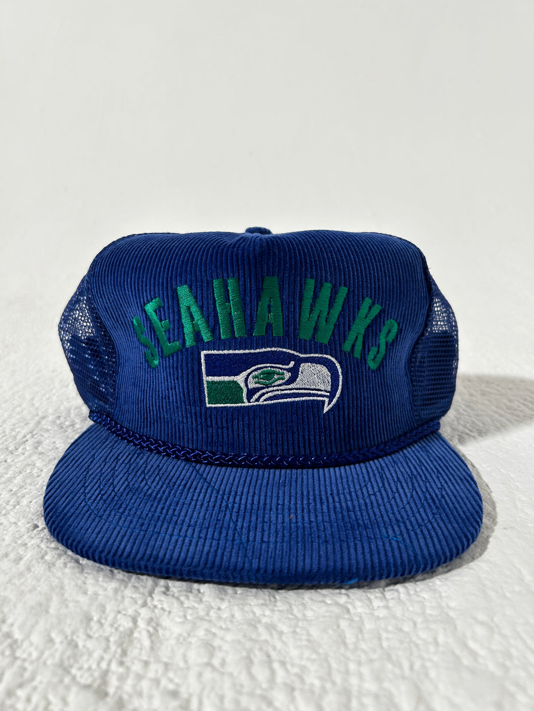 Vintage Seattle Seahawks Blue Corduroy Trucker Hat