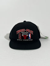 Vintage 1990's Chicago Bulls Three-Peat Black Snapback Hat