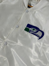 Retro Seattle Seahawks White Satin Starter Jacket Size 2XL