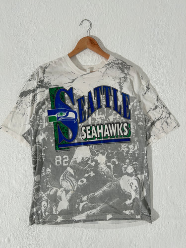 Vintage 1990's Seattle Seahawks AOP NFL T-Shirt Size XL