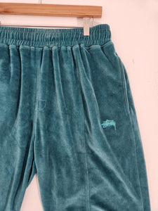 STUSSY Velour Blue/Green Drawstring Shorts Sz. L