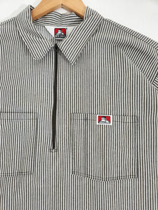 Vintage 1990's BEN DAVIS Striped Quarter Zip Collard Shirt Sz. XL