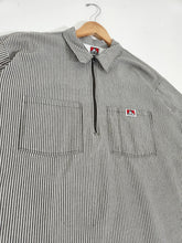 Vintage 1990's BEN DAVIS Striped Quarter Zip Collard Shirt Sz. XL