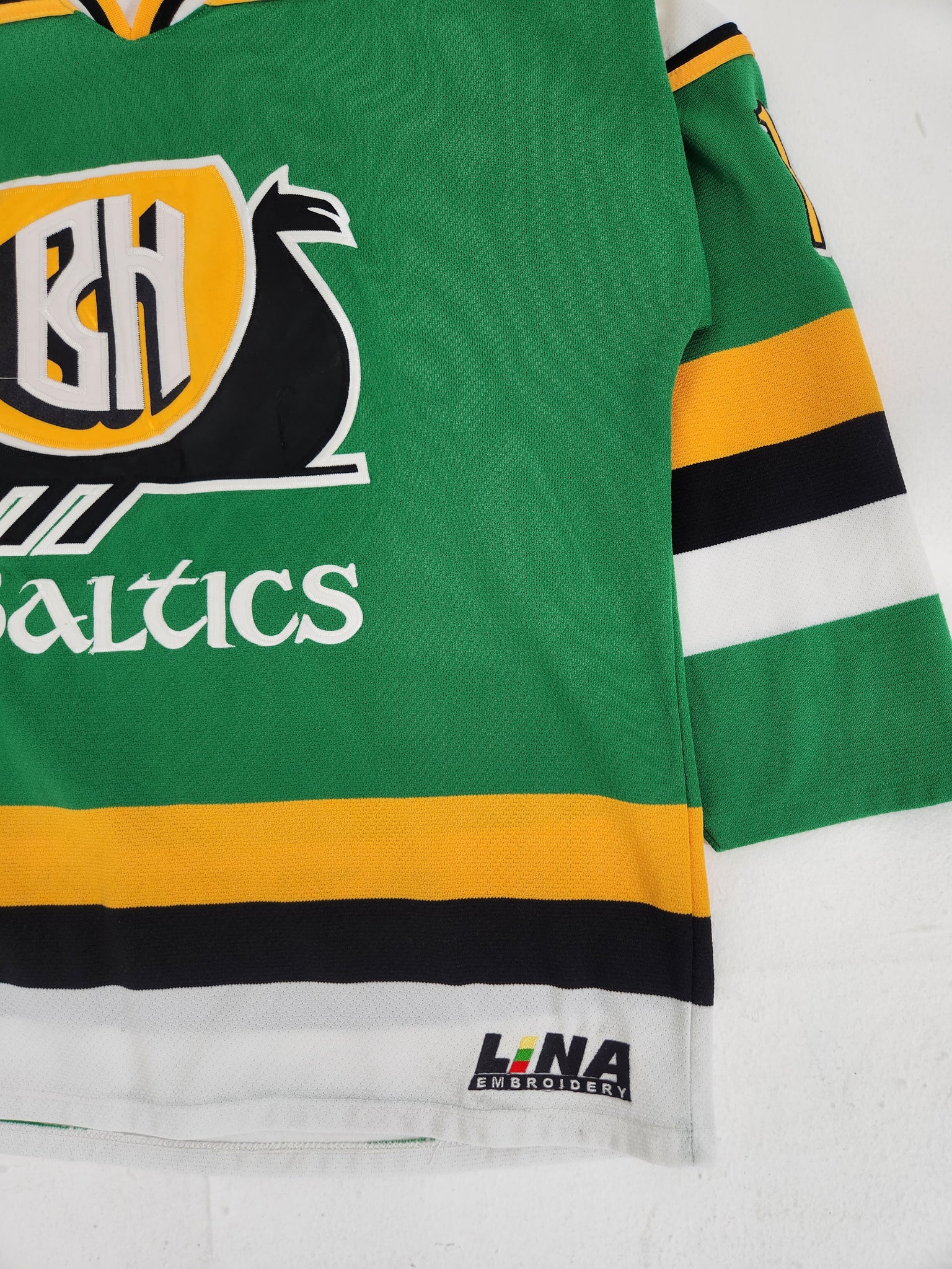 Vintage 1990's Athletic Knit BALTIC AUTO SHIPPING Hockey Jersey Sz.XL