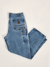 Vintage 1990's Blue Denim CARHARTT Double Knee Jeans Sz. 36 x 32