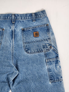 Vintage 1990's Blue Denim CARHARTT Double Knee Jeans Sz. 36 x 32