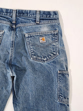 Vintage 1990's CARHARTT Blue Denim Double Knee Jeans Sz. 36 x 32