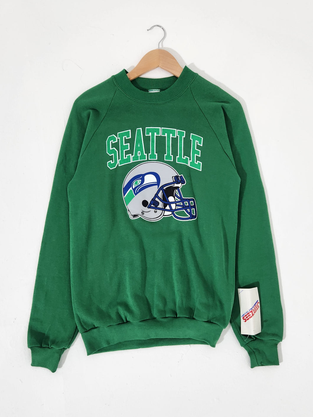 Vintage 1990's NWT Seattle Seahawks Helmet Crewneck Sweatshirt Sz. M