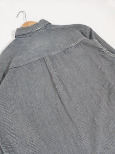 Vintage 1990's KEY Striped Quarter zip shirt Sz. L