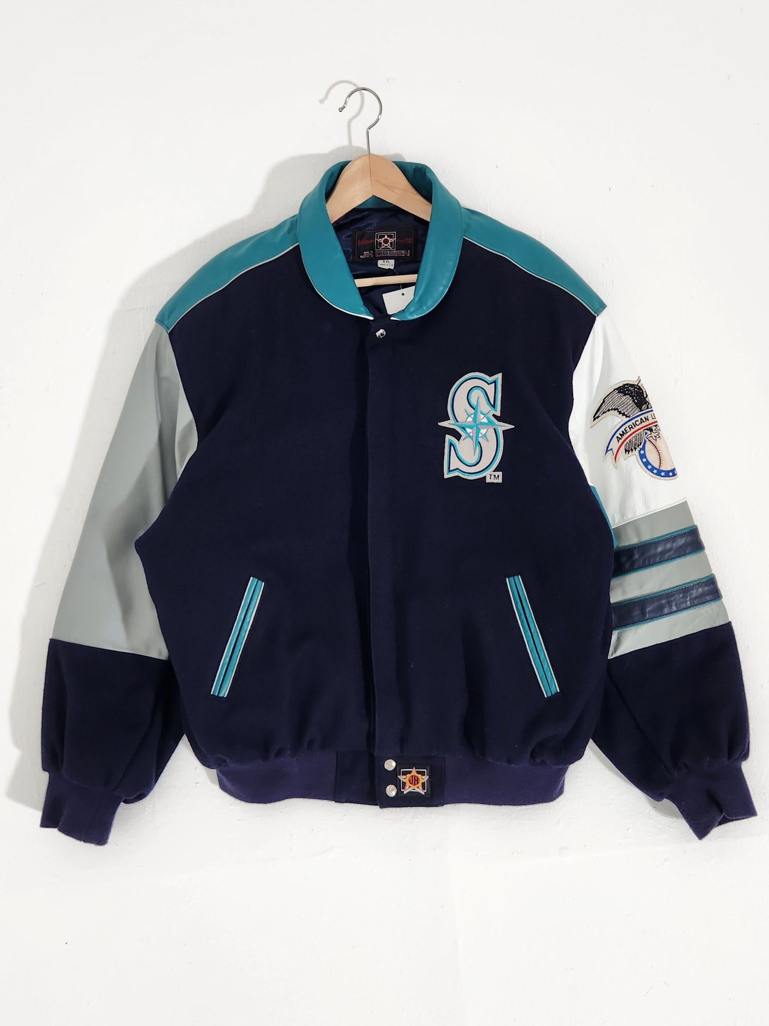 Vintage 1990s MLB Seattle Mariners Leather Varsity Jacket Sz. XL