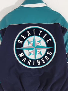 Vintage 1990's JH Design MLB Seattle Mariners Leather Varsity Jacket Sz. XXL