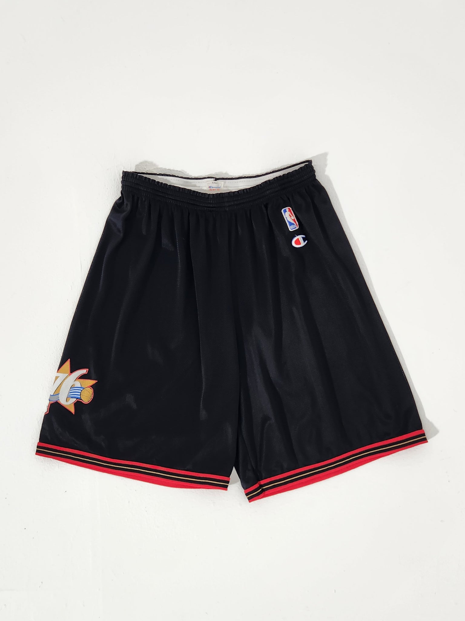 Vintage 1990's Champion NBA Philadelphia 76ers Basketball Shorts Sz. X