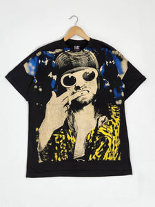 Vintage 1990's Nirvana Kurt Cobain AOP Bootleg Graphic T-Shirt Sz. XL