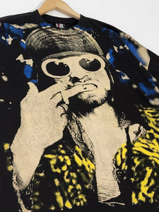 Vintage 1990's Nirvana Kurt Cobain AOP Bootleg Graphic T-Shirt Sz. XL