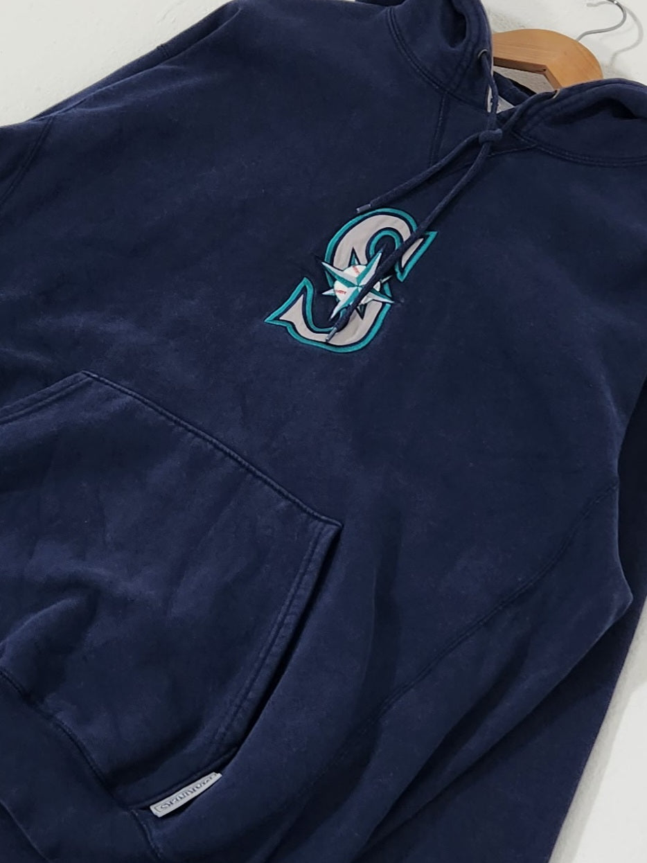 Men's Profile Navy Seattle Mariners Big & Tall Contrast Short Sleeve Pullover Hoodie