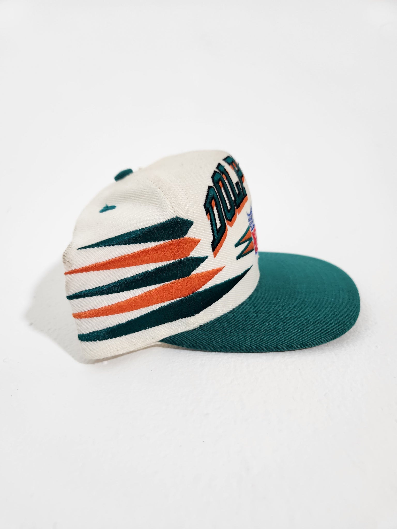 VTG 90s Miami Dolphins Hat Logo Athletic Pro Line Orange Green Diamond  Snapback