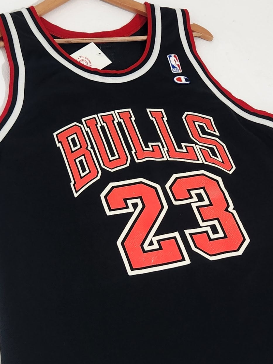 Vintage Champion Michael Jordan #23 Jersey Chicago Bulls NBA Size 48 Black  