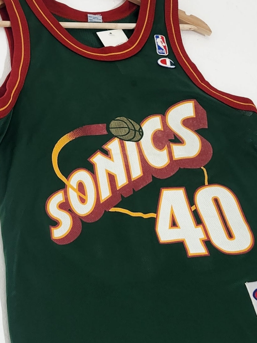 Vintage 1990s Champion NBA Seattle SuperSonics Shawn Kemp #40 Basketba