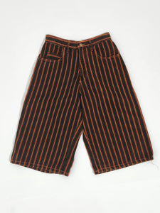 Vintage 1990s Faded Black/Orange Striped Jorts Sz. M