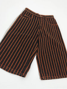 Vintage 1990s Faded Black/Orange Striped Jorts Sz. M