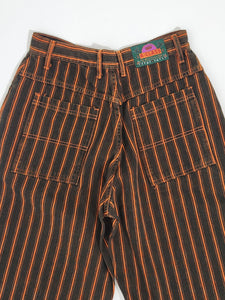 Vintage 1990s Faded Black/Orange Striped Jorts Sz. M