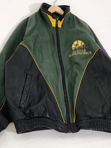 Vintage 1990s Pro Player Seattle SuperSonics Leather Jacket Sz. XL